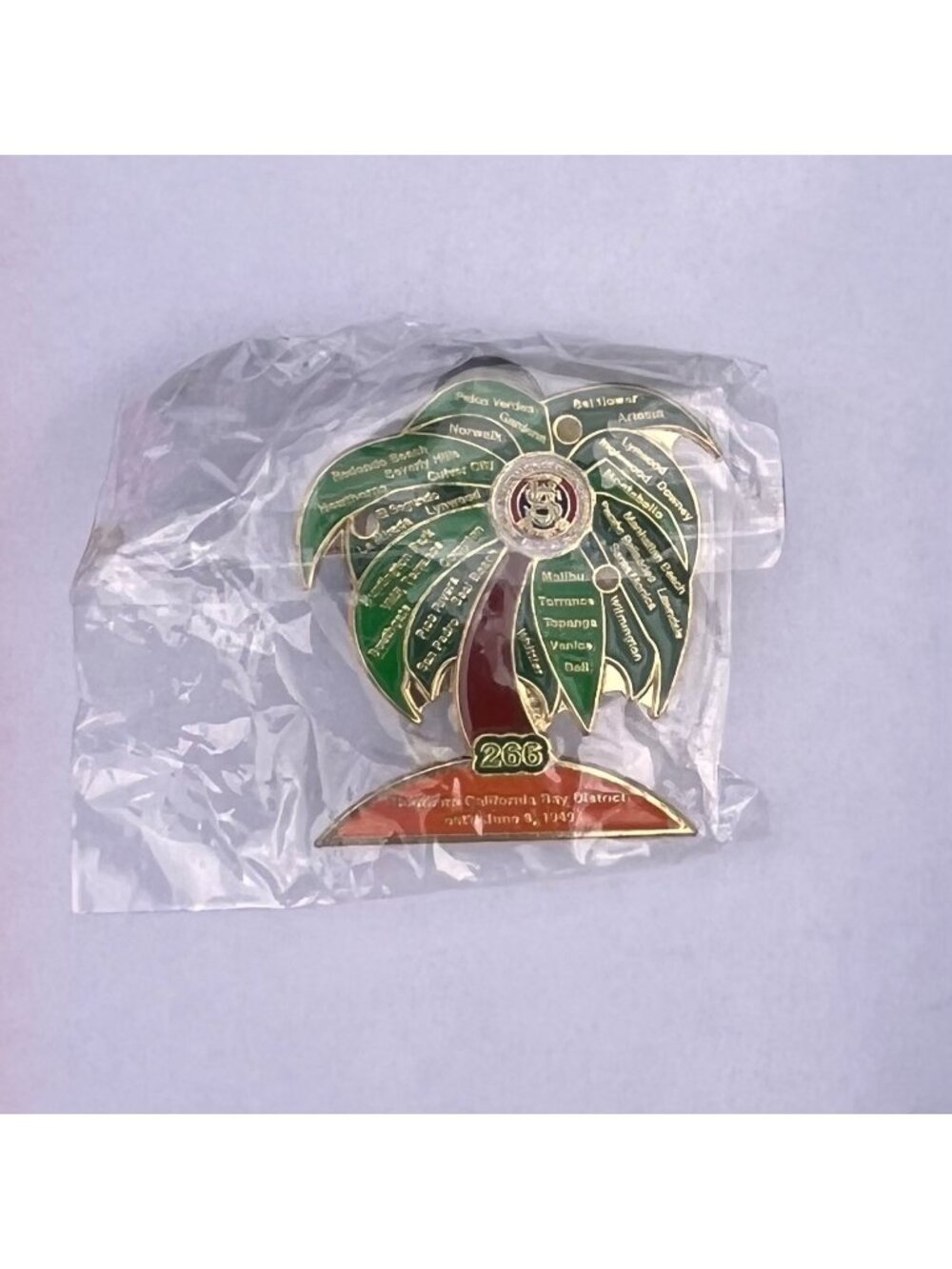 Vintage California City District 266 Palm Tree Enamel Lapel Pin NAPS Postal Supe